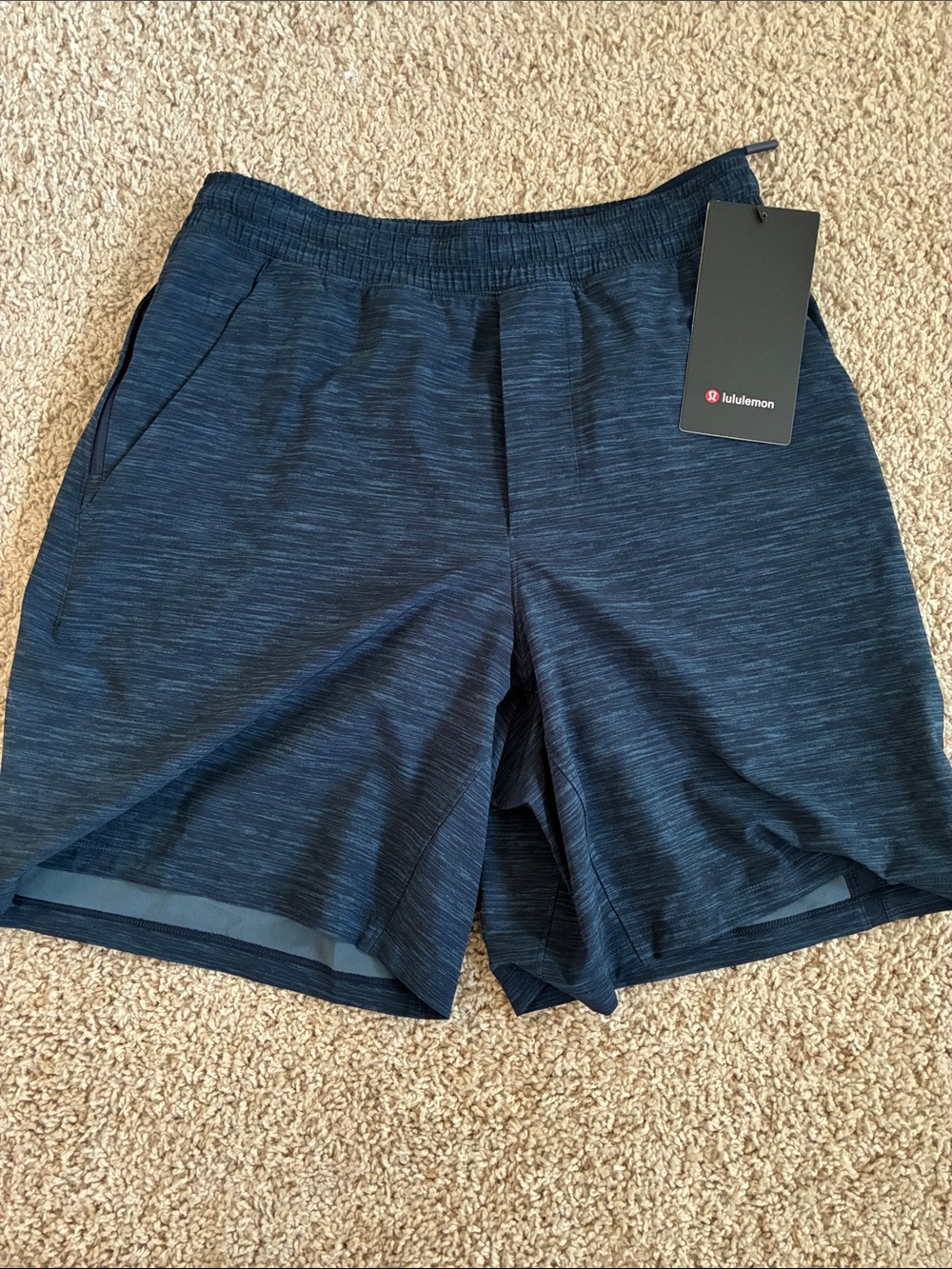 lululemon athletica Men's Dark Navy Heather Pace Breaker Short 7” Lined